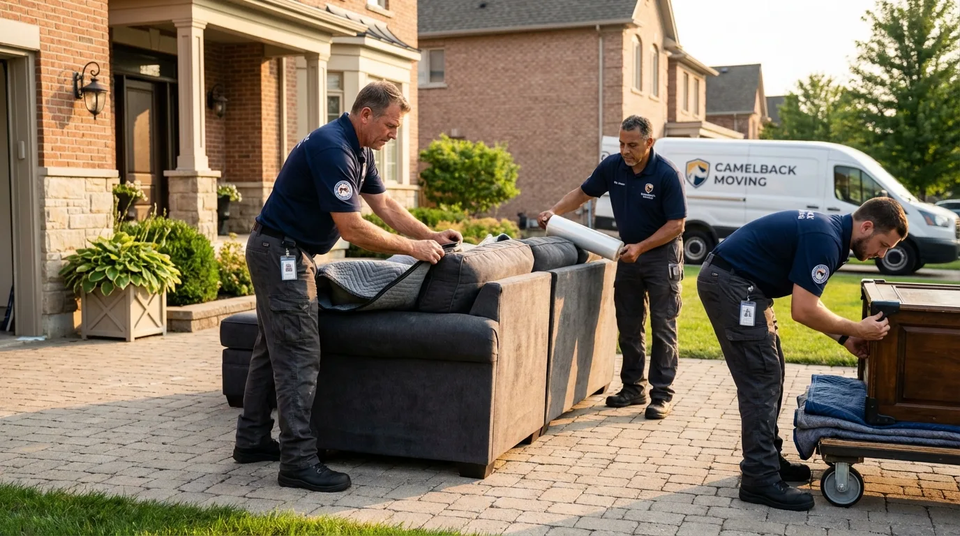 Large estate moving crew wrapping furniture in Altoona, WI